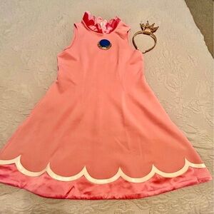 Pink Dress with Scalloped Hem and Crown